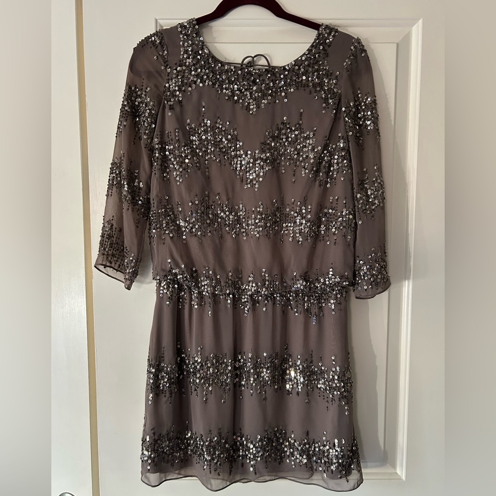 Grey Sequin Embellished Dress